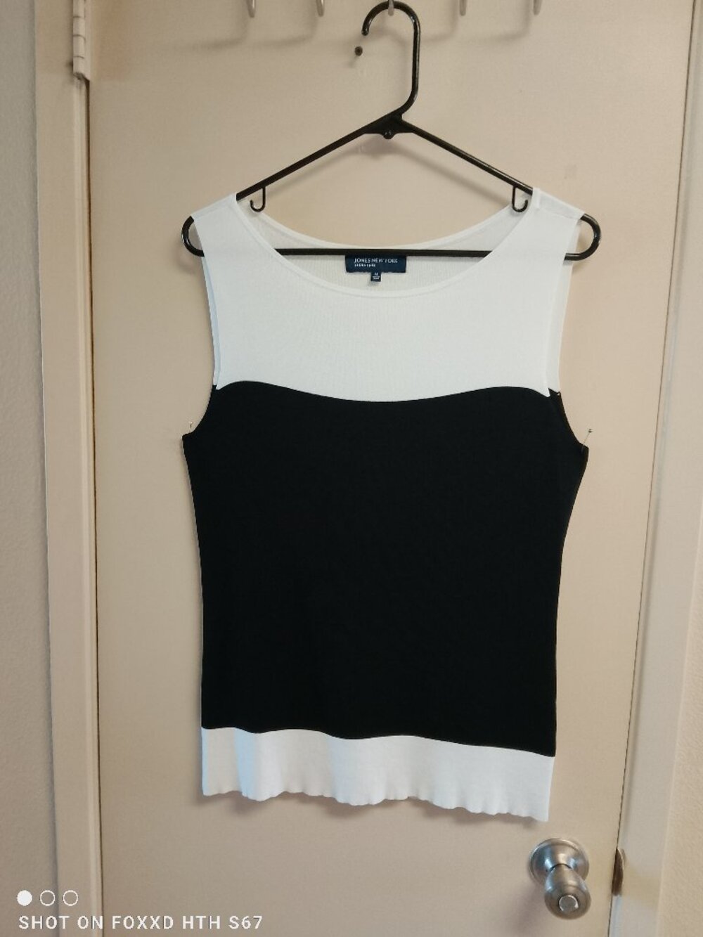 Women's Jones New York Black & White Shell Top Medium
